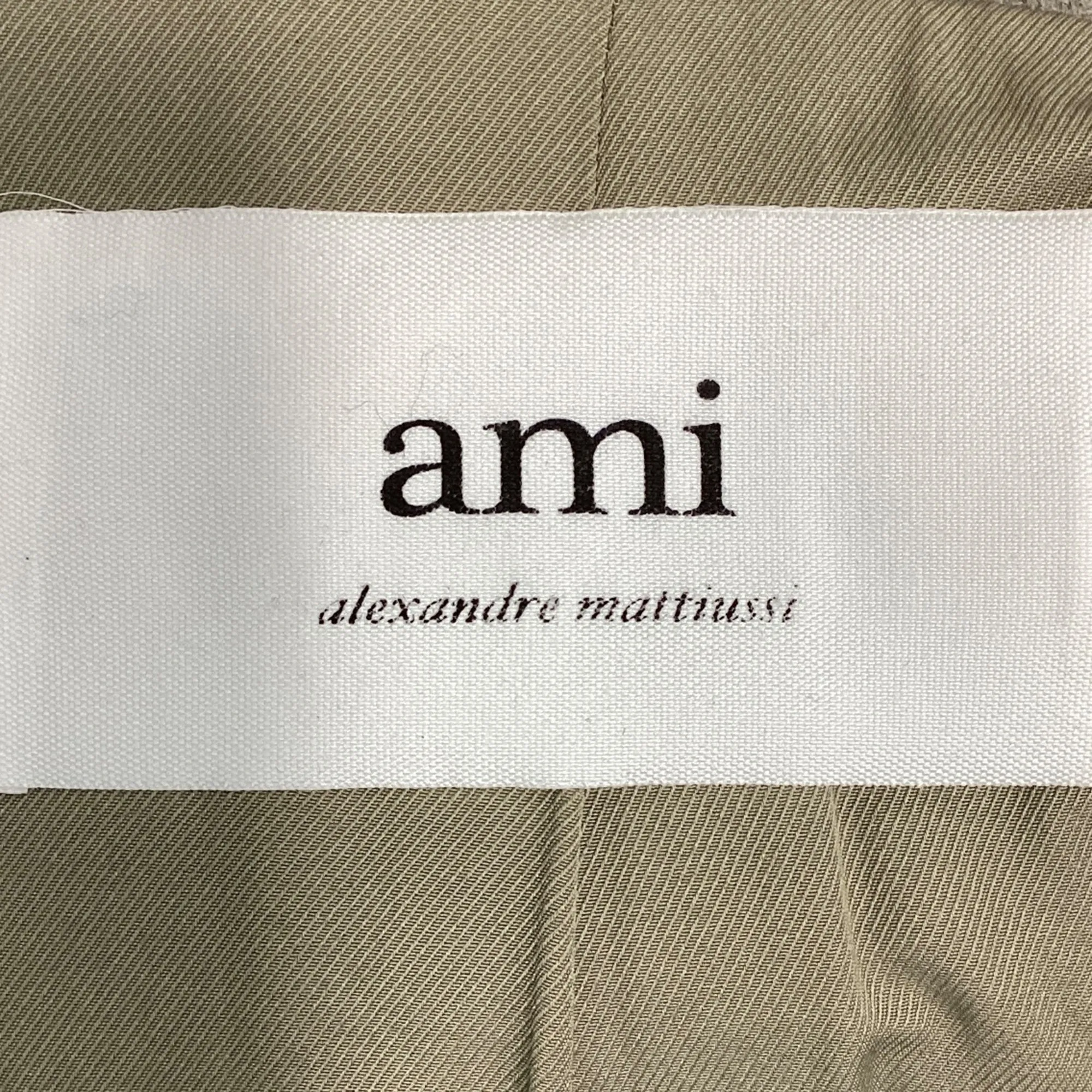 Ami Single-Breasted Coat in Grey Wool