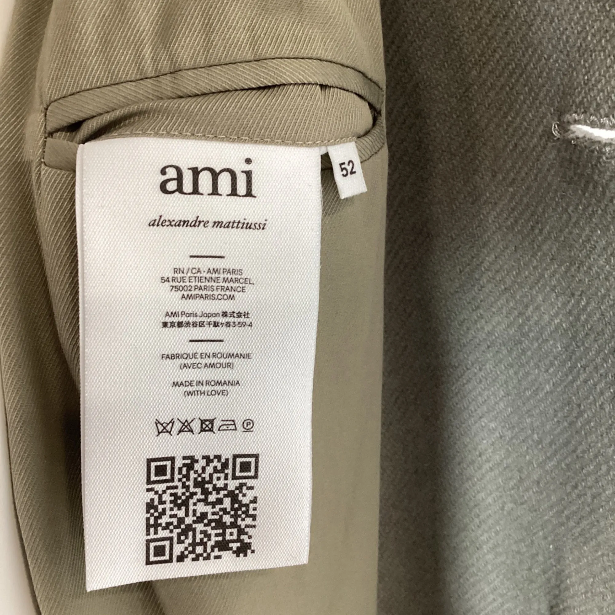 Ami Single-Breasted Coat in Grey Wool