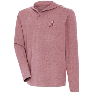 Antigua Men's Arrowhead Logo Buffed Fleece Hooded Henley - Heathered Garnet