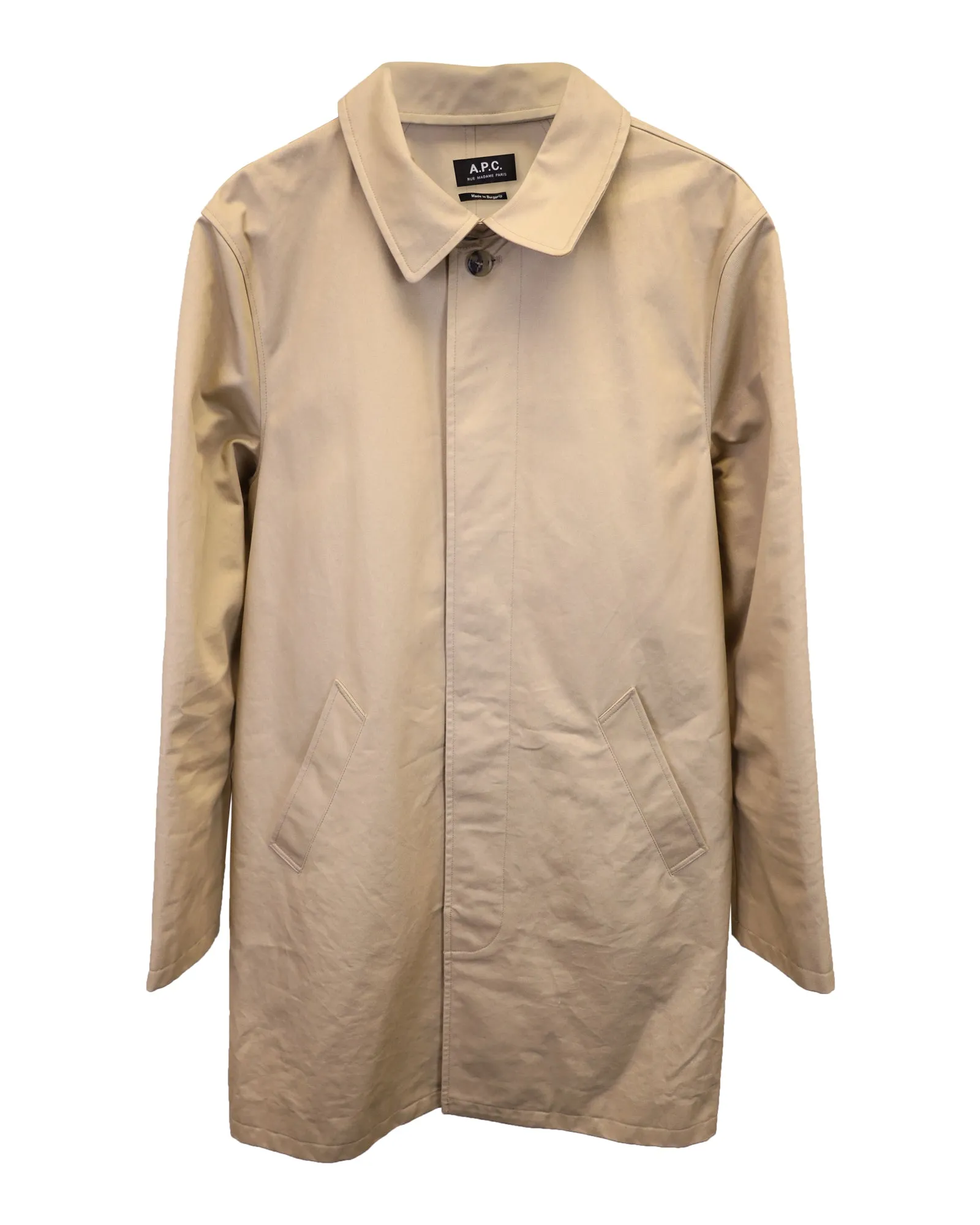 A.P.C. Urban Mac Trench Coat in Beige Cotton