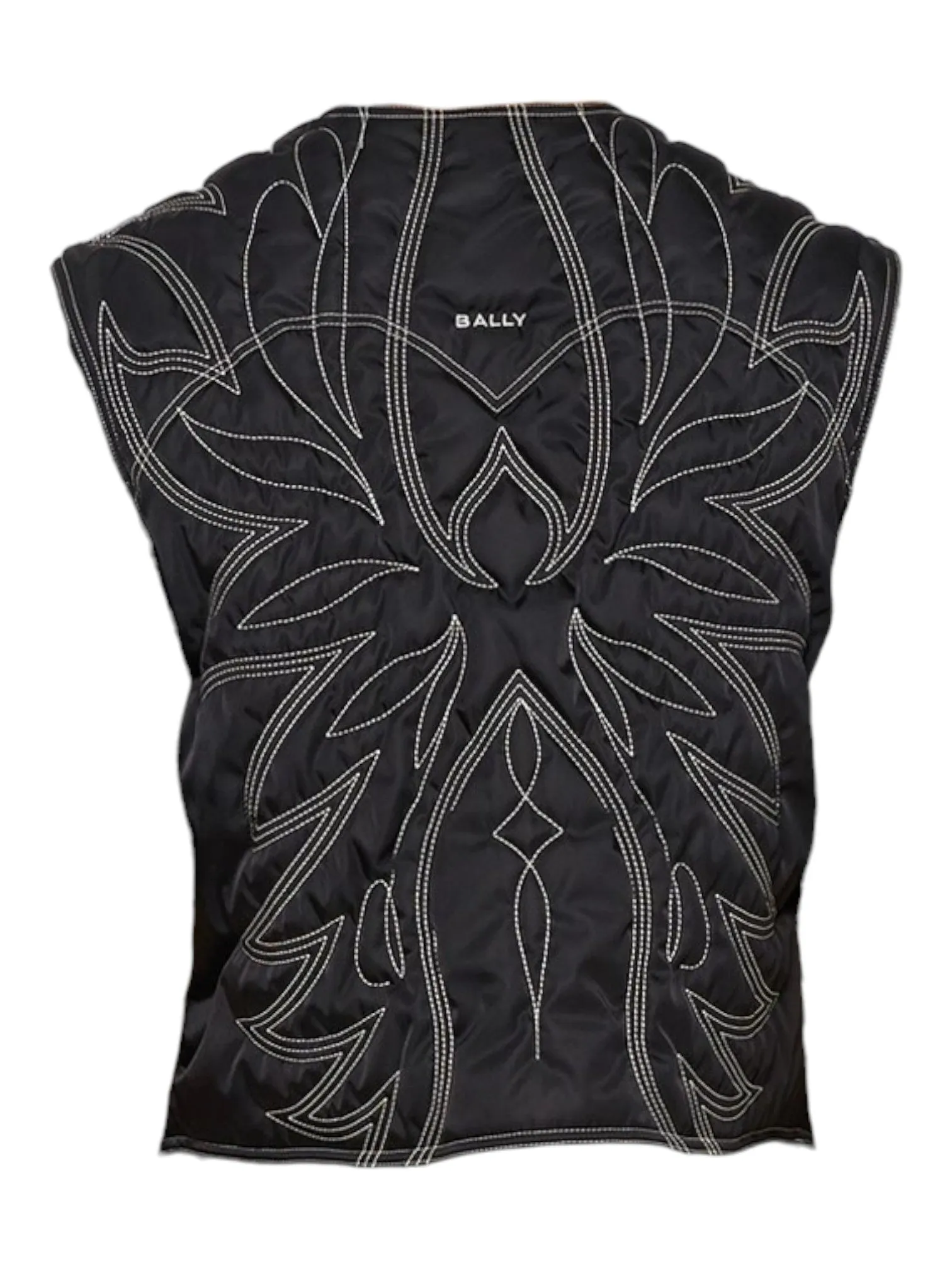 Bally 6302878 Men's Black Western Embroidered Padded Vest