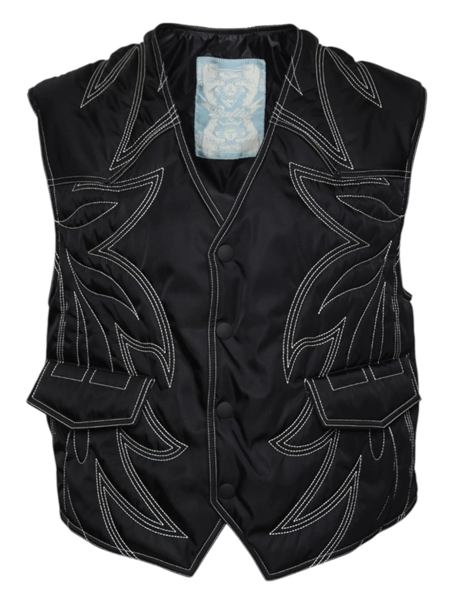Bally 6302878 Men's Black Western Embroidered Padded Vest