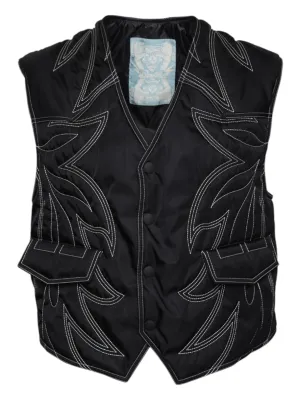 Bally 6302878 Men's Black Western Embroidered Padded Vest