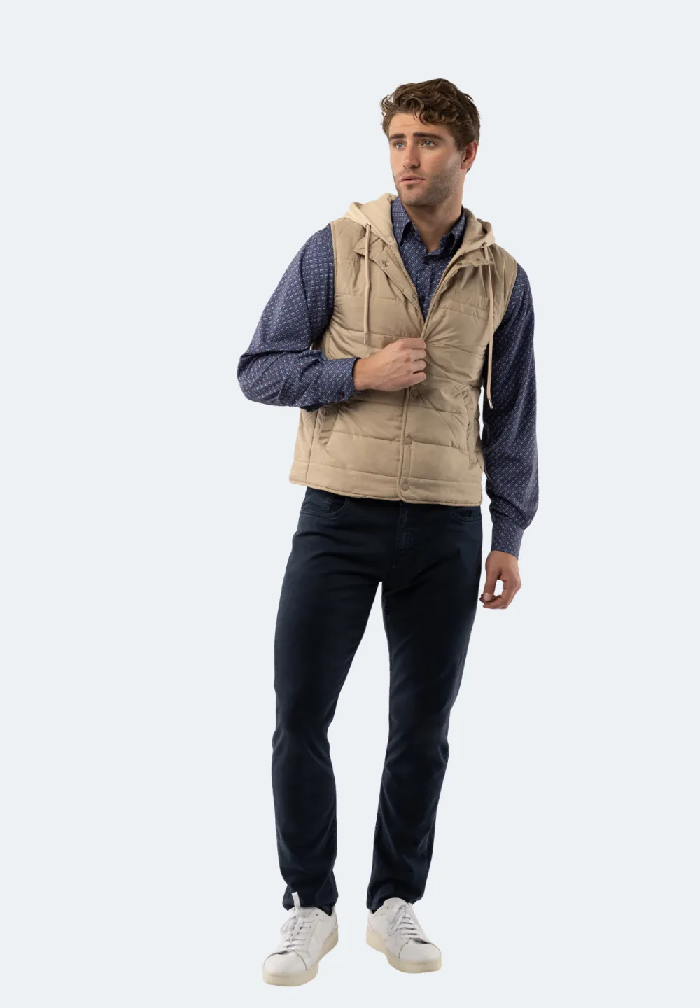 Beige Hooded Vest