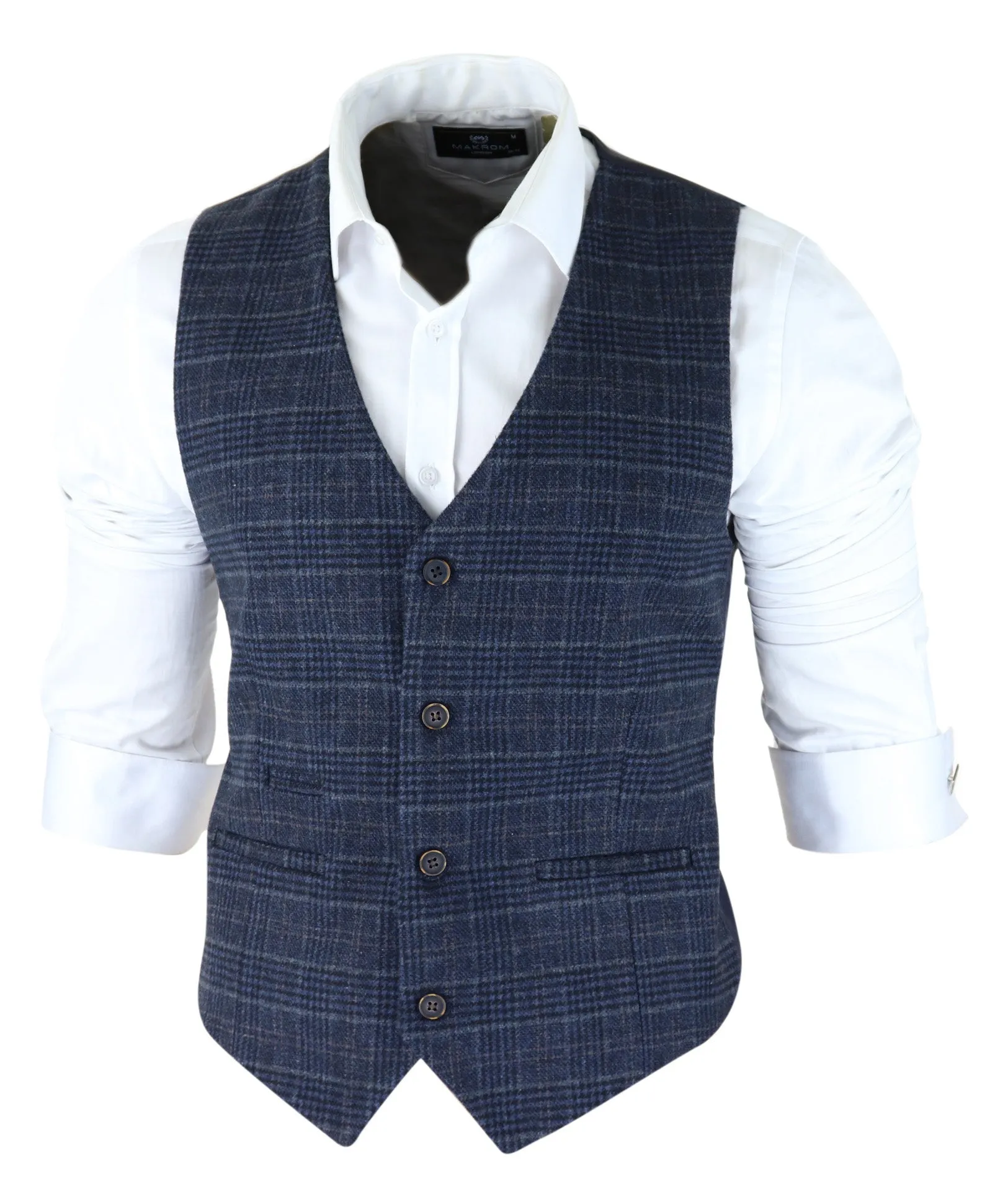 Blue Prince Of Wales Check Waistcoat