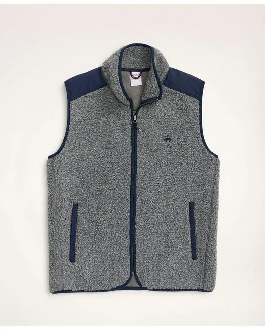 Brooks Brothers Men's Big & Tall Teddy Fleece Zip Vest Heather Grey Brooks Brothers
