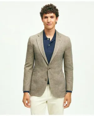 Brooks Brothers Men's Classic Fit Cotton-Wool Blend Knit Herringbone Sport Coat Black Brooks Brothers