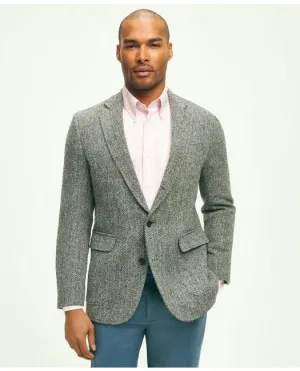 Brooks Brothers Men's Classic Fit Wool Harris Tweed 1818 Sport Coat Black Brooks Brothers