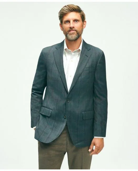 Brooks Brothers Men's Classic Fit Wool Plaid Sport Coat Blue Brooks Brothers