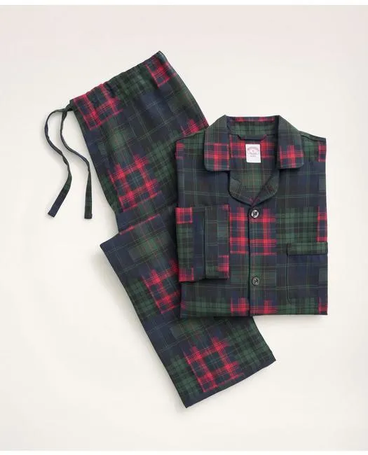 Brooks Brothers Men's Cotton Flannel Patchwork Pajamas Multicolor Brooks Brothers