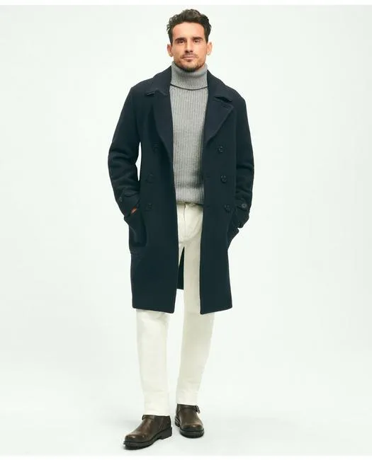Brooks Brothers Men's Double Faced Wool Top Coat Navy Brooks Brothers