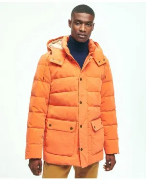 Brooks Brothers Men's Down Hood Parka Jacket Bright Orange Brooks Brothers