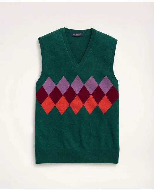 Brooks Brothers Men's Lambswool Argyle Sweater Vest Green Brooks Brothers