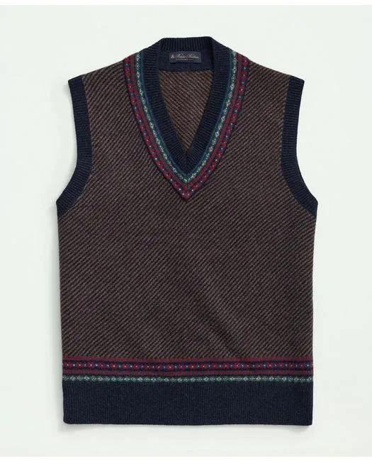 Brooks Brothers Men's Lambswool Jacquard Tennis Sweater Vest Navy Brooks Brothers