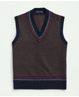 Brooks Brothers Men's Lambswool Jacquard Tennis Sweater Vest Navy Brooks Brothers