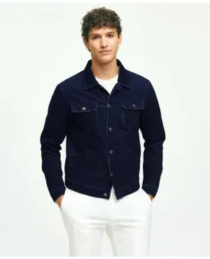 Brooks Brothers Men's Medium Wale Corduroy  Trucker Jacket Indigo Brooks Brothers