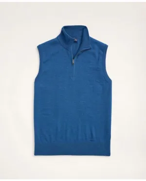Brooks Brothers Men's Merino Half-Zip Sweater Vest Medium Blue Brooks Brothers