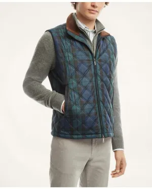 Brooks Brothers Men's Paddock Quilted Black Watch Vest Navy/Green Brooks Brothers
