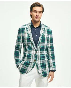 Brooks Brothers Men's Regent Classic-Fit Cotton Seersucker Madras Plaid Sport Coat Green Brooks Brothers
