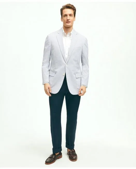 Brooks Brothers Men's Regent Classic-Fit Stretch Cotton Seersucker Sport Coat Blue Brooks Brothers