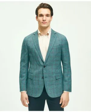 Brooks Brothers Men's Regent Classic-Fit Wool-Silk-Linen Check Sport Coat Turquoise Brooks Brothers