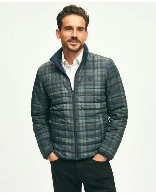 Brooks Brothers Men's Reversible Black Watch Tartan Puffer Jacket Green Brooks Brothers