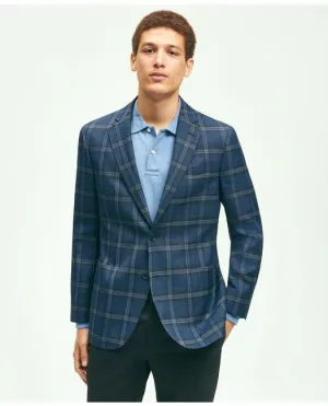 Brooks Brothers Men's Slim Fit Wool Hopsack Plaid Patch Pocket Sport Coat Navy Brooks Brothers
