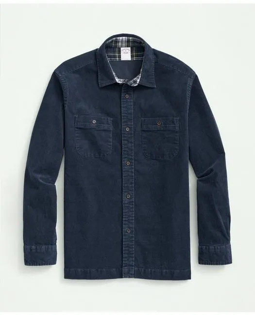 Brooks Brothers Men's Stretch Cotton Corduroy Shirt Jacket Dark Blue Brooks Brothers