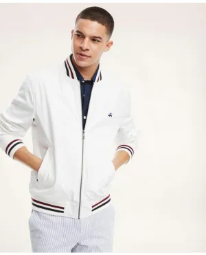 Brooks Brothers Men's Stretch Cotton Tennis Bomber Jacket White Brooks Brothers