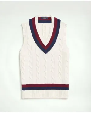 Brooks Brothers Men's Supima Cotton Cable Tennis Sweater Vest Ivory Brooks Brothers