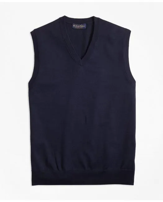 Brooks Brothers Men's Supima Cotton Sweater Vest Navy Brooks Brothers