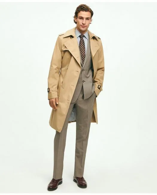 Brooks Brothers Men's Supima Cotton Thermore Fill Trench Coat Khaki Brooks Brothers