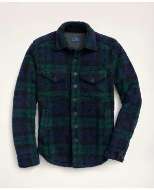 Brooks Brothers Men's Teddy Fleece Tartan Shirt Jacket Navy/Green Brooks Brothers
