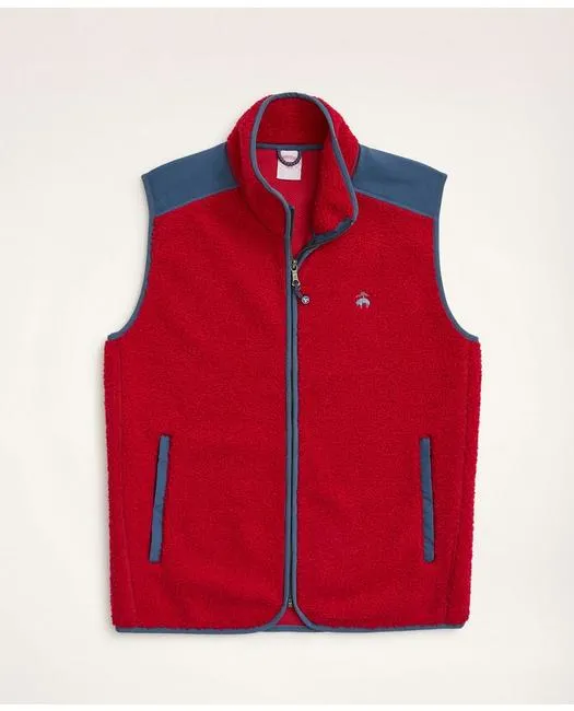 Brooks Brothers Men's Teddy Fleece Zip Vest Red Brooks Brothers