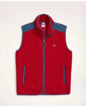 Brooks Brothers Men's Teddy Fleece Zip Vest Red Brooks Brothers