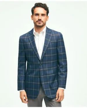 Brooks Brothers Men's Traditional Fit Wool Hopsack Plaid Patch Pocket Sport Coat Navy Brooks Brothers