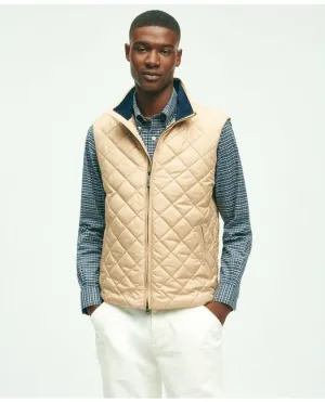 Brooks Brothers Men's Water Repellent Diamond Quilted Vest Light Beige Brooks Brothers