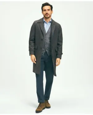 Brooks Brothers Men's Wool Blend Balmacaan Guncheck Coat Dark Brown Brooks Brothers