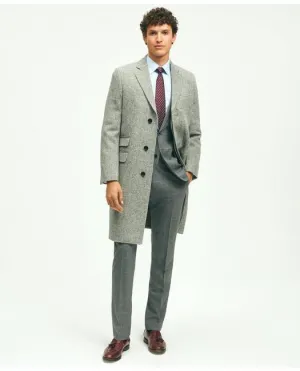 Brooks Brothers Men's Wool Harris Tweed Herringbone 1818 Topcoat Grey Brooks Brothers