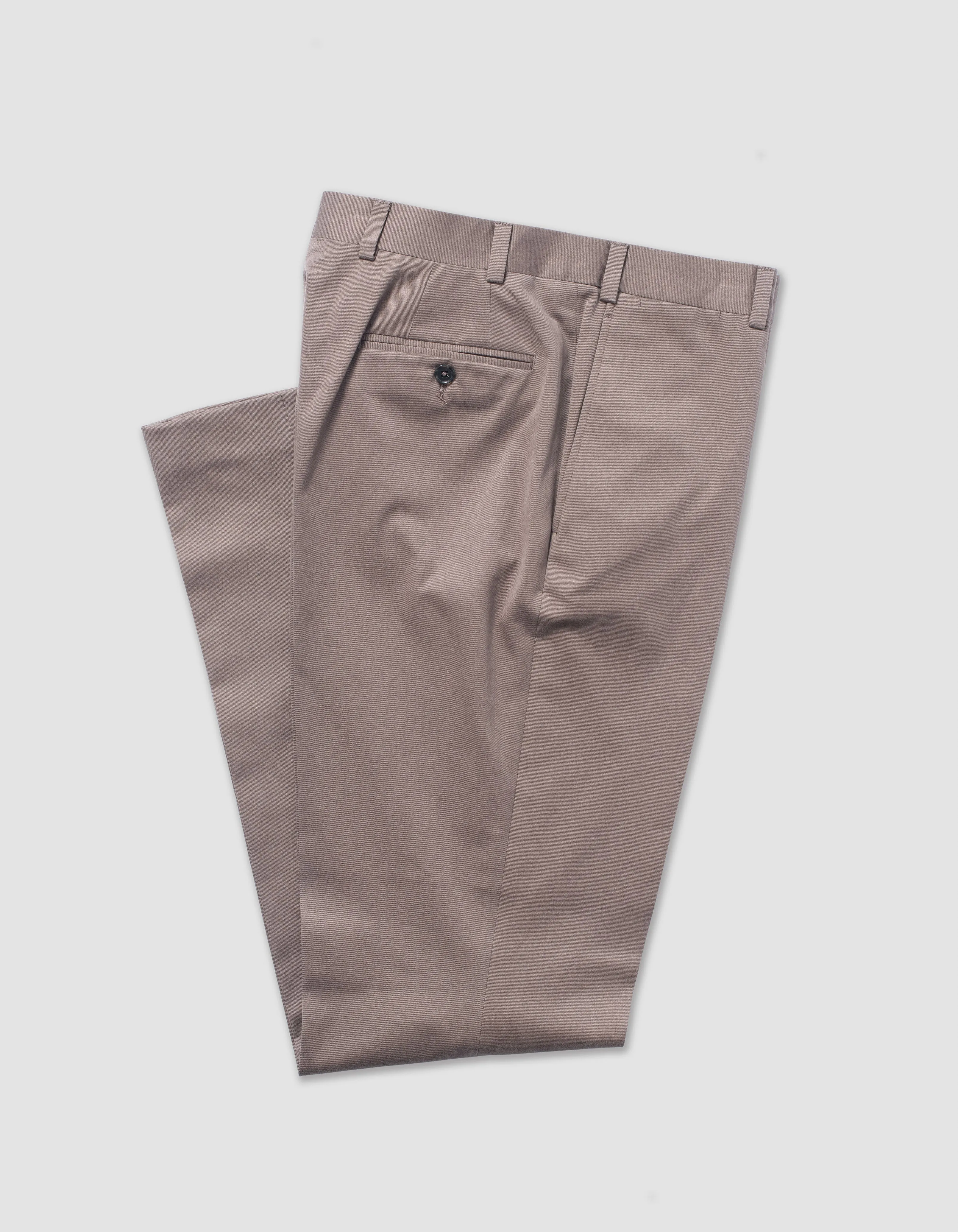 BROWN COTTON DRILL CLOTH TROUSER - CLASSIC FIT