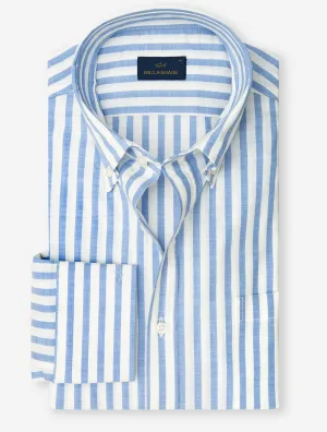 Buttondown Cotton Stripe Shirt Blue