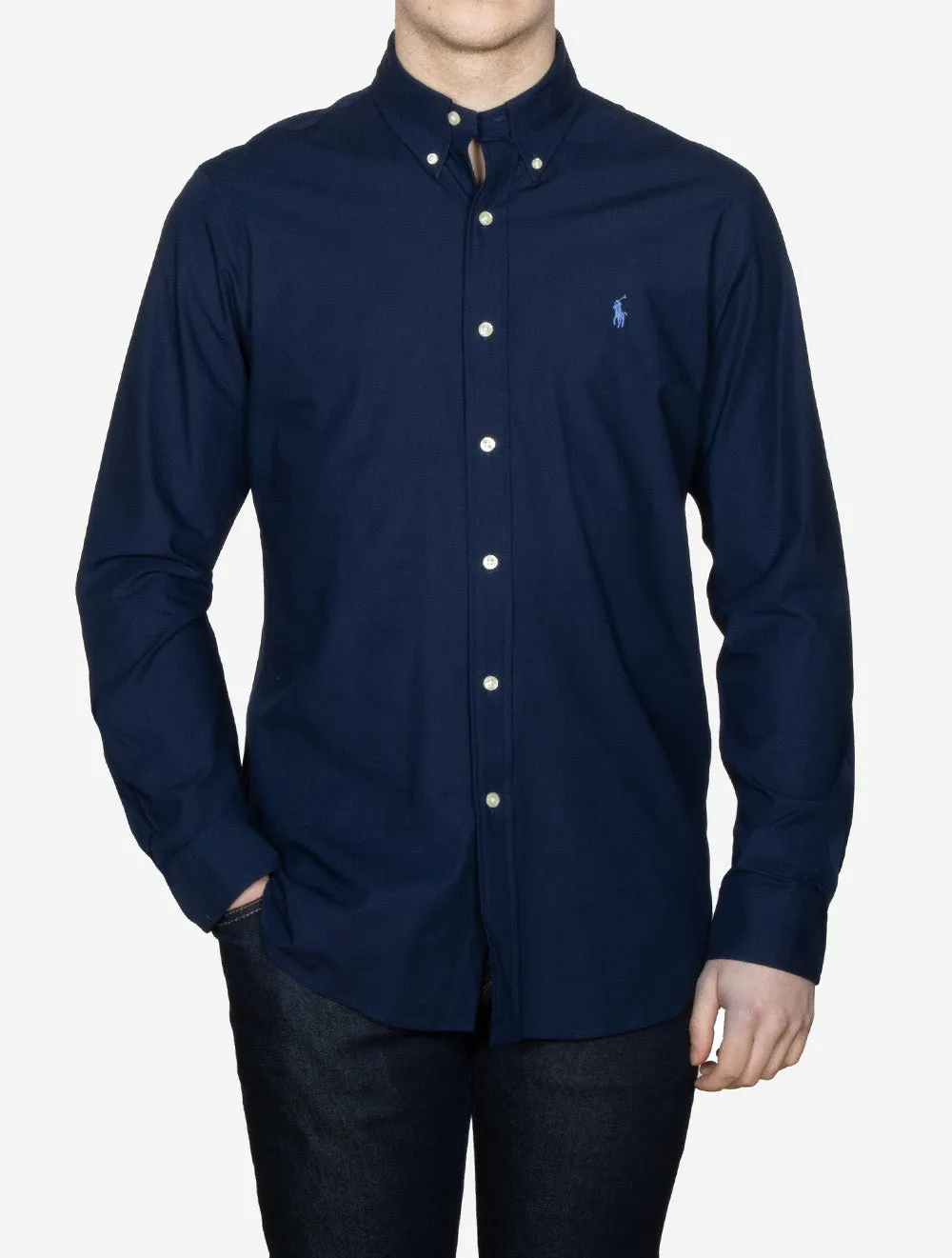 Buttondown Custom Fit Stretch Poplin Shirt Cruise Navy