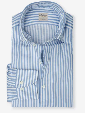 Casual Stripe Fitted Shirt Blue