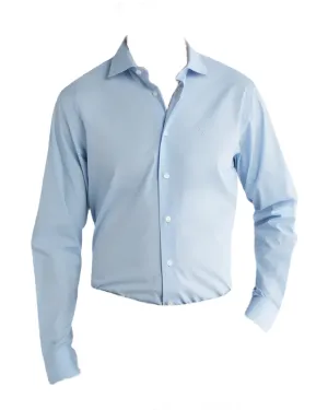 Cavalli Class by Roberto Cavalli Mens Comfort Fit Light Blue Dress Shirt W Logo Design