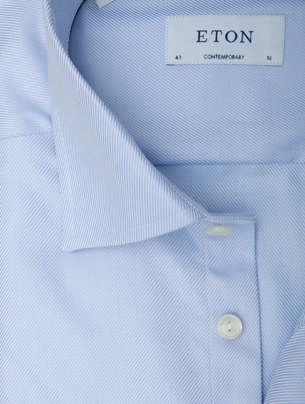 Contemporary Texture Cotton Twill Shirt Blue