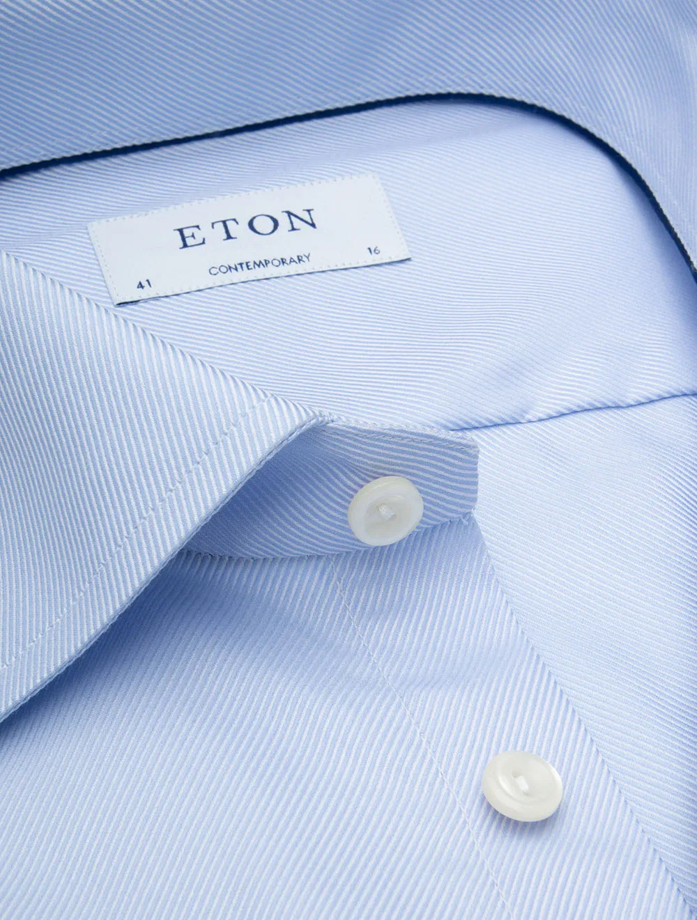 Contemporary Texture Cotton Twill Shirt Blue