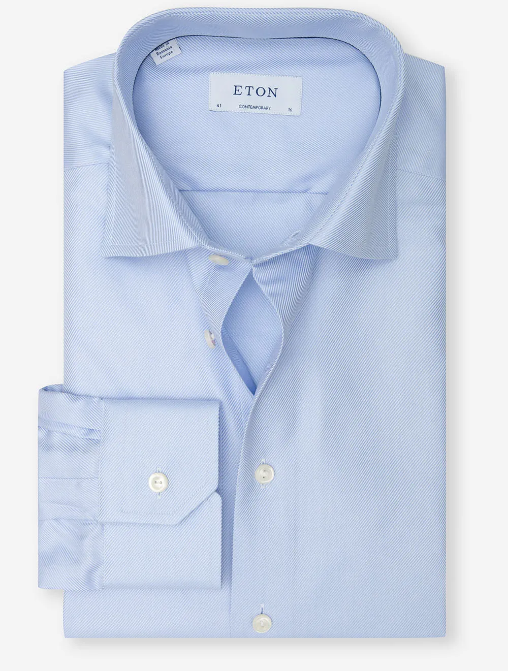 Contemporary Texture Cotton Twill Shirt Blue