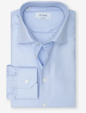 Contemporary Texture Cotton Twill Shirt Blue
