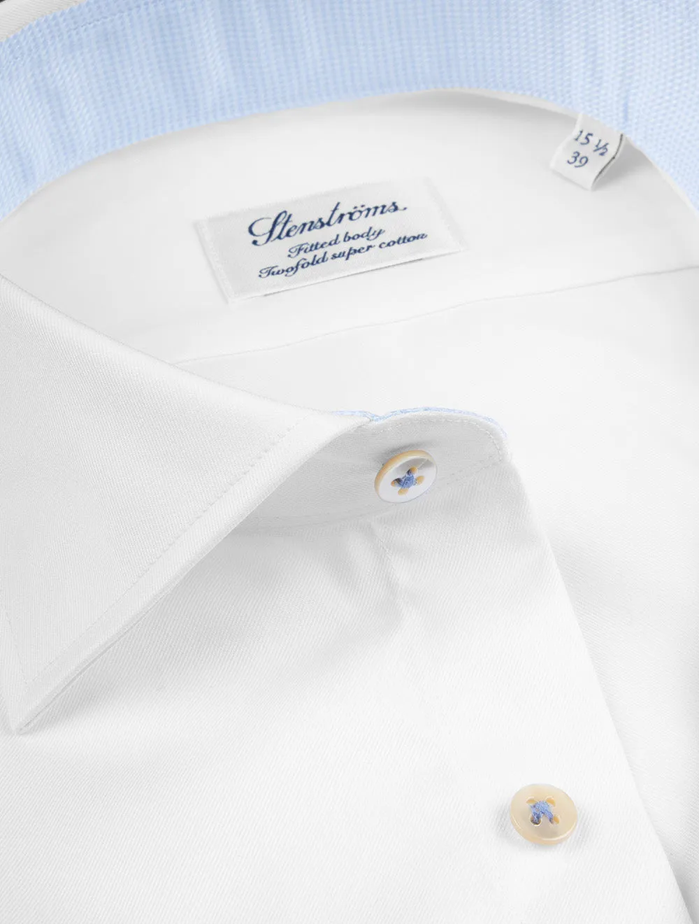 Contrast Twill Fitted Body Shirt Blue/White