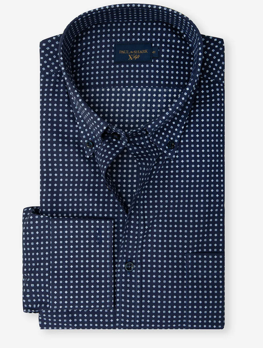Cotton Pattern Shirt Navy